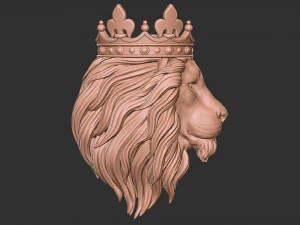 pingente de coroa com cabe&ccedil;a de le&atilde;o Modelo 3D Modelo de Impressão 3D