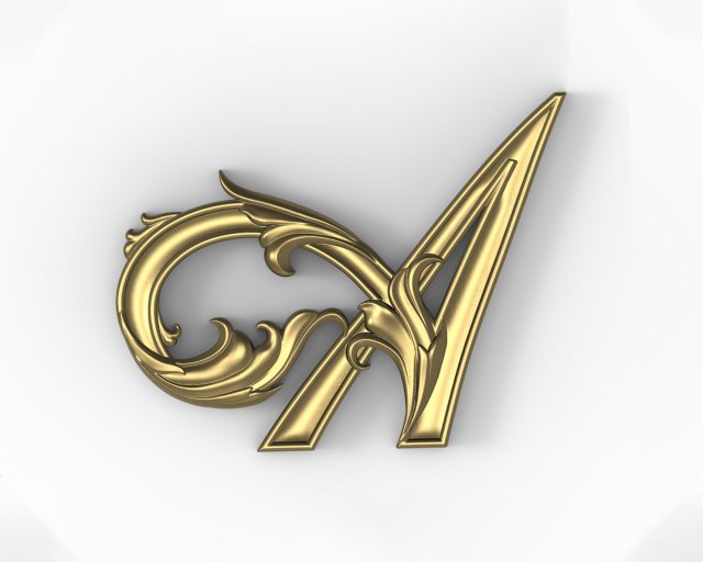 Letter A Floral 3D Print Model .c4d .max .obj .3ds .fbx .stl .blend 