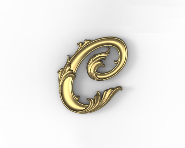 Letter C Floral 3D Print Model .c4d .max .obj .3ds .fbx .stl .blend 