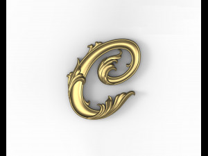 Letter C Floral 3D Print Model