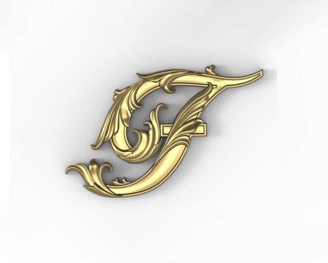 Letter F Floral 3Dプリントモデル .c4d .max .obj .3ds .fbx .stl .blend 