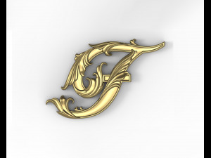 Letter F Floral 3D Print Model