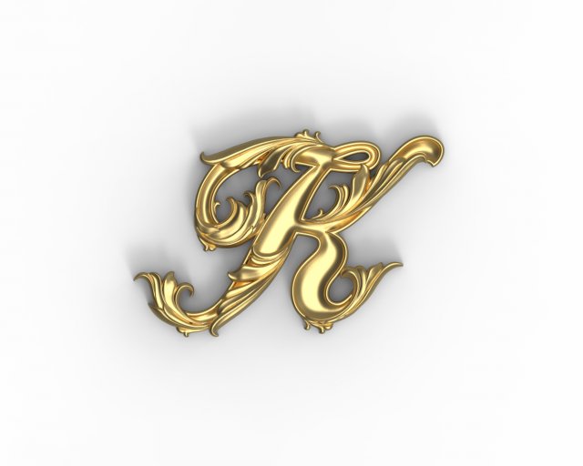 Letter K floral 3D Принт Модель .c4d .max .obj .3ds .fbx .stl .blend 