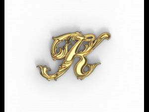 Letter K floral 3D Print Model