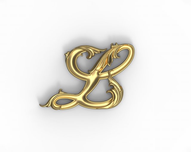 Letter L floral 3D Print Model .c4d .max .obj .3ds .fbx .stl .blend 