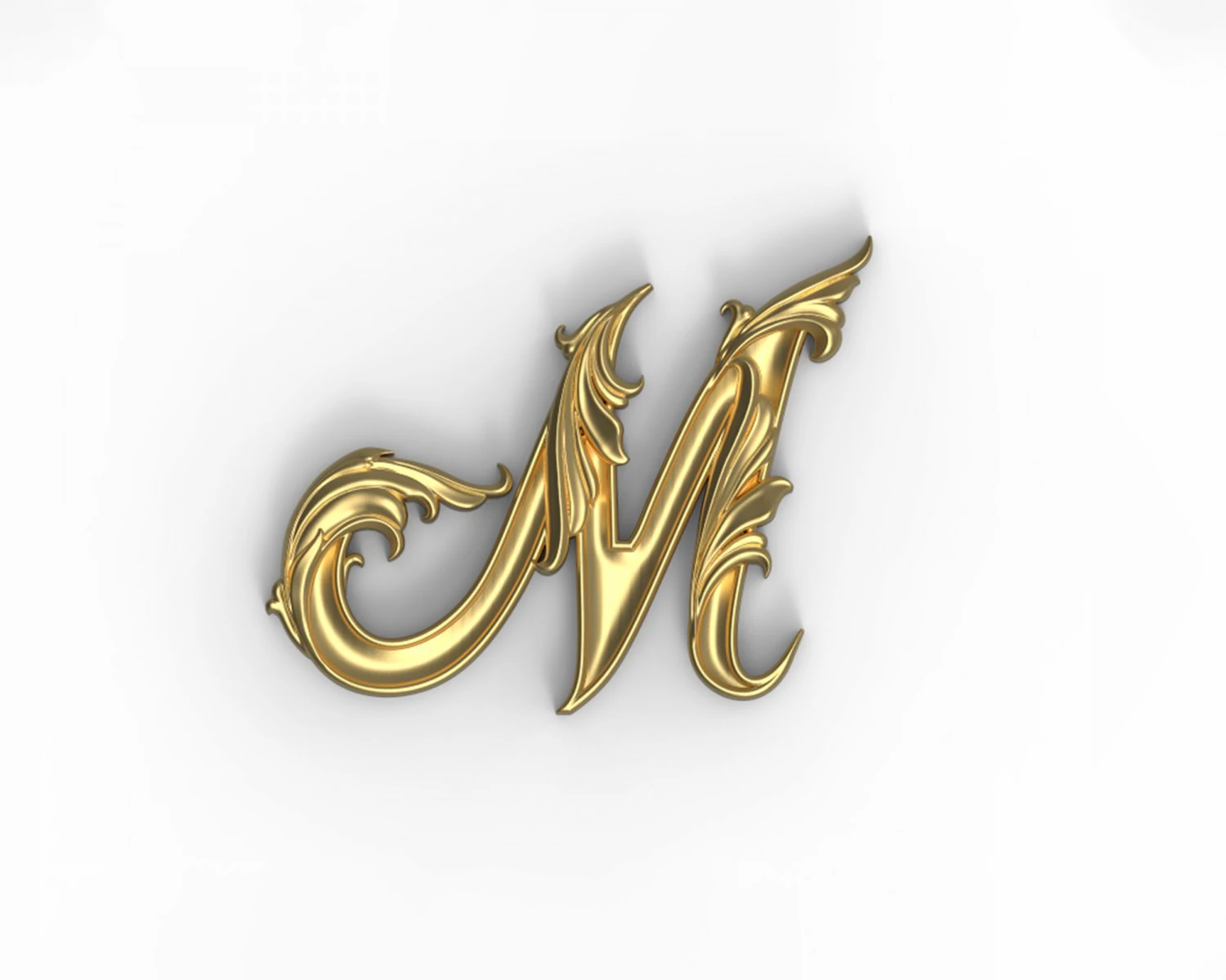Letter M floral 3D Print Model .c4d .max .obj .3ds .fbx .stl .blend 