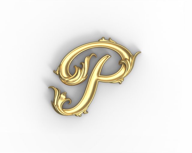 Letter P floral 3D 프린트 모델 .c4d .max .obj .3ds .fbx .stl .blend 