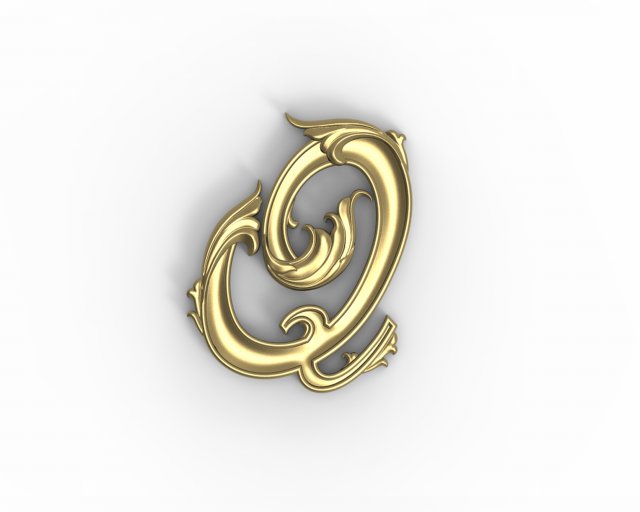 Letter Q floral 3D Print Model .c4d .max .obj .3ds .fbx .stl .blend 