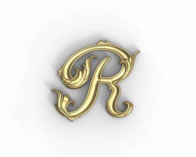 Letter R floral 3D Print Model .c4d .max .obj .3ds .fbx .stl .blend 