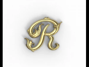 字母 R 花卉 3D 打印模型