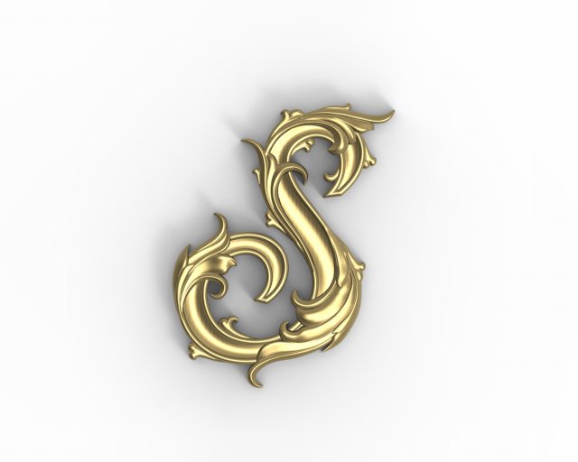 Letter S floral 3D Baskı Modeli .c4d .max .obj .3ds .fbx .stl .blend 