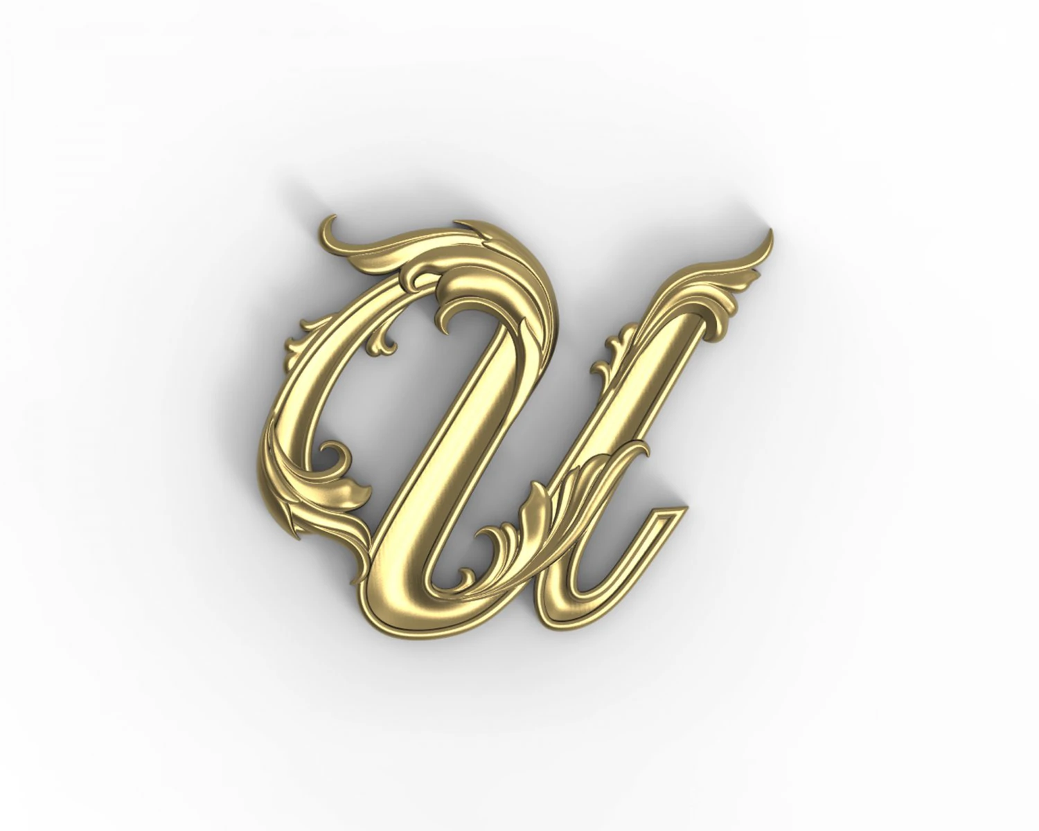 Letter U floral 3D Print Model .c4d .max .obj .3ds .fbx .stl .blend 