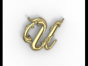 Letter U floral 3D-printmodel