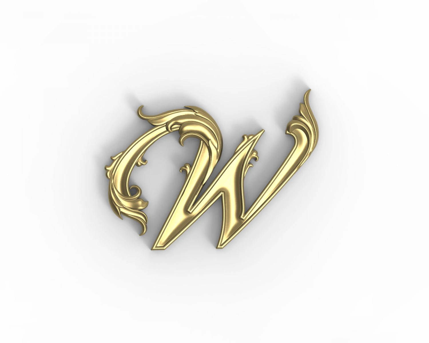 Letter W floral 3D Print Model .c4d .max .obj .3ds .fbx .stl .blend