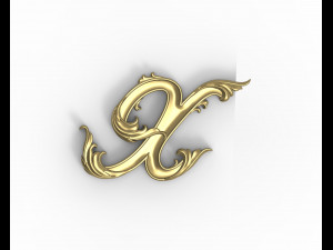 Letter X floral 3D-printmodel