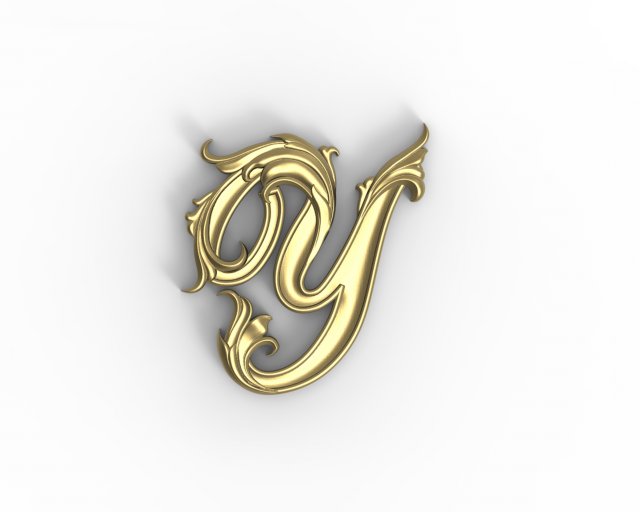 Letter Y floral 3D Baskı Modeli .c4d .max .obj .3ds .fbx .stl .blend 