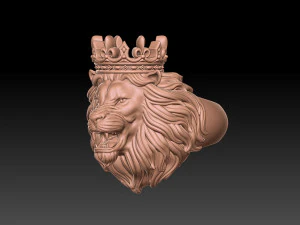 Lion ring with crown 3d print 3D Print Model