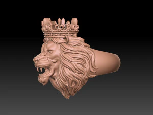 Lion ring with crown 3d print 3D Print Model