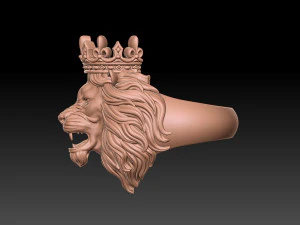 Lion ring with crown 3d print 3D Print Model