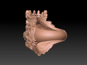 Lion ring with crown 3d print 3D Print Model