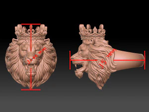 Lion ring with crown 3d print 3D Print Model