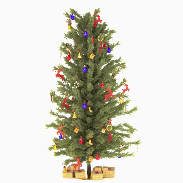 decorated christmas tree 3D 模型 .c4d .max .obj .3ds .fbx .stl .blend 