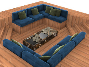 seating area for overflow swimming pool 3D Model