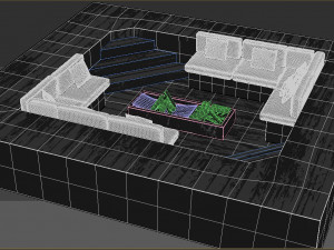 seating area for overflow swimming pool 3D 模型