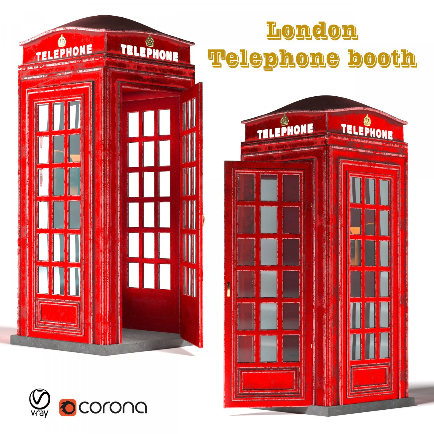 cabine telef&ocirc;nica Modelo 3D .c4d .max .obj .3ds .fbx .stl .blend 