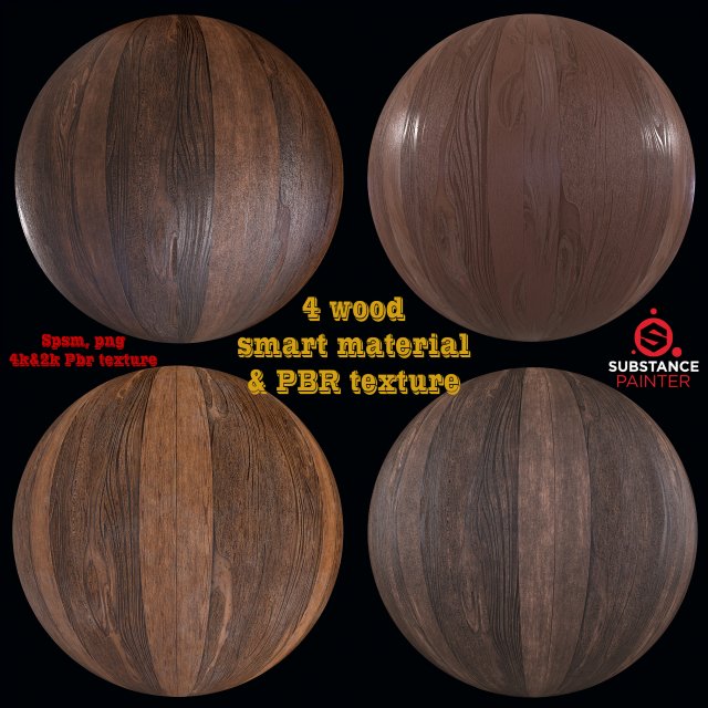 4 wood smart material and pbr texture Texturas CG .c4d .max .obj .3ds .fbx .stl .blend 