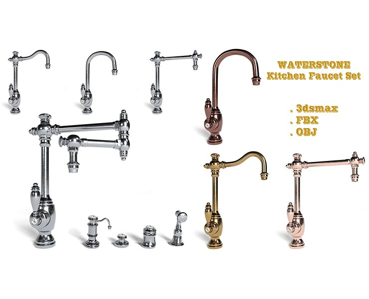 waterstone kitchen faucet set 3D Model .c4d .max .obj .3ds .fbx .stl .blend 