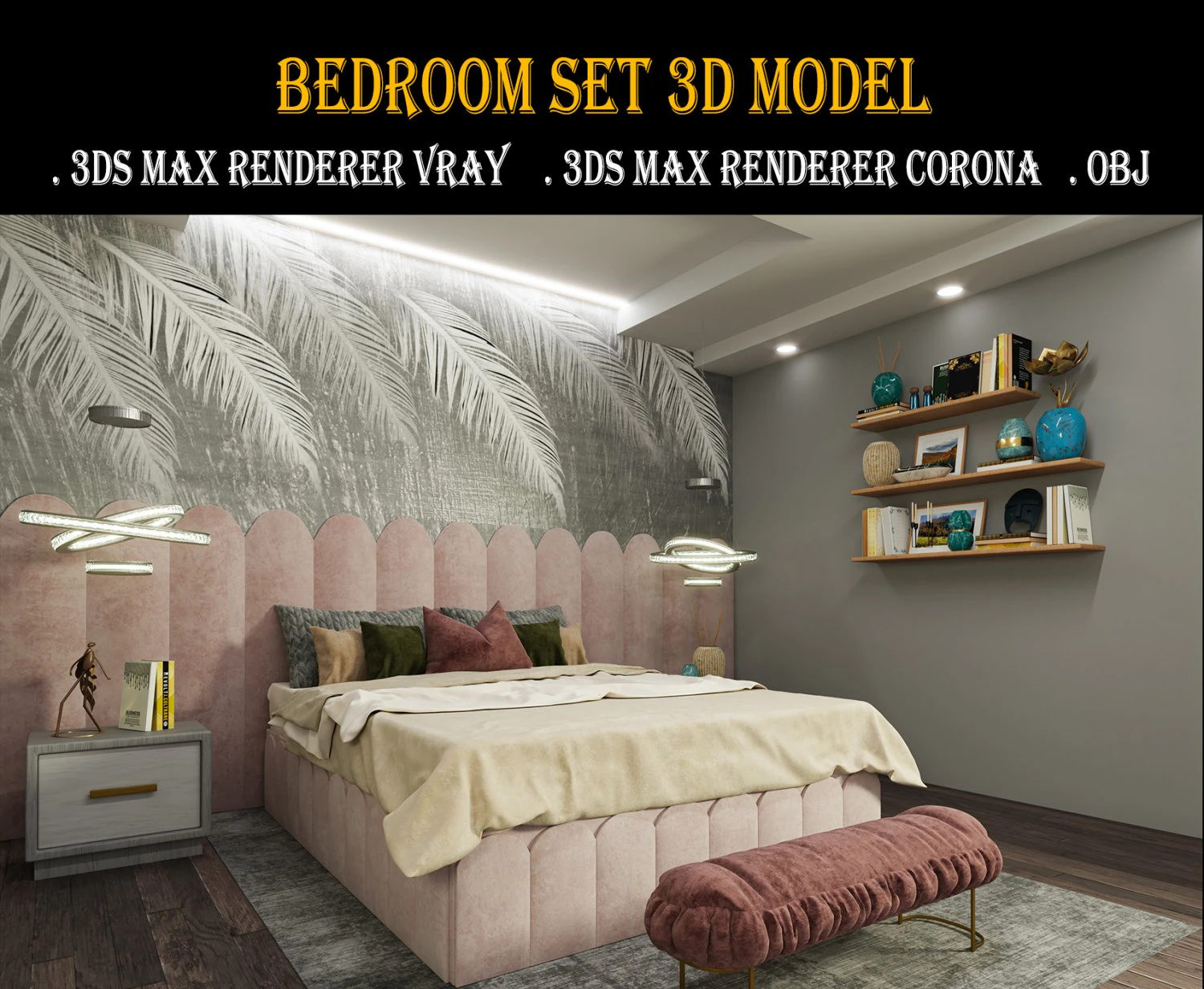 Bedroom Set 3D Model .c4d .max .obj .3ds .fbx .stl .blend 