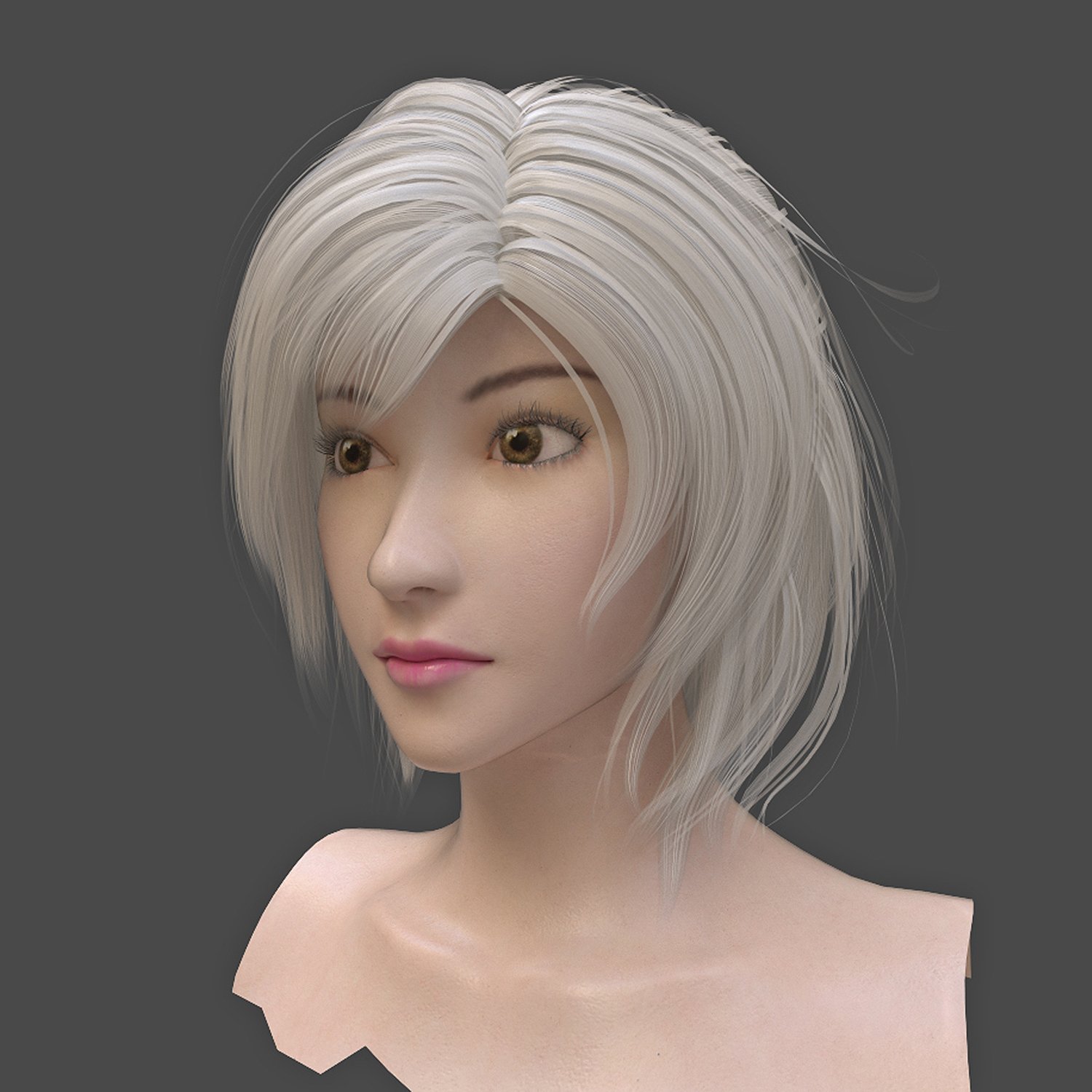 Woman Head with Dark Blonde Hair 3d model - CadNav