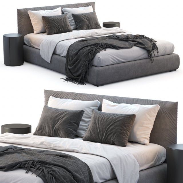 meridiani bed scott Modelo 3D .c4d .max .obj .3ds .fbx .stl .blend 