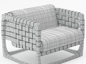 bungalow armchair by riva 1920 3D मॉडल