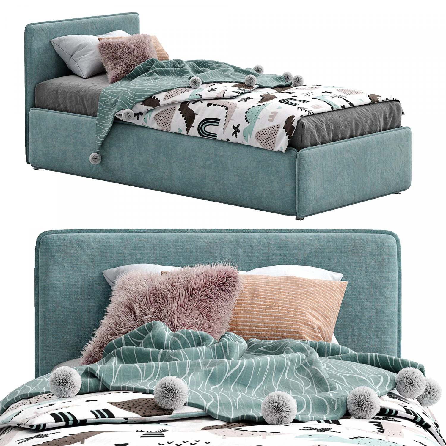 bonaldo single beds titti 3 3D Model .c4d .max .obj .3ds .fbx .stl .blend 