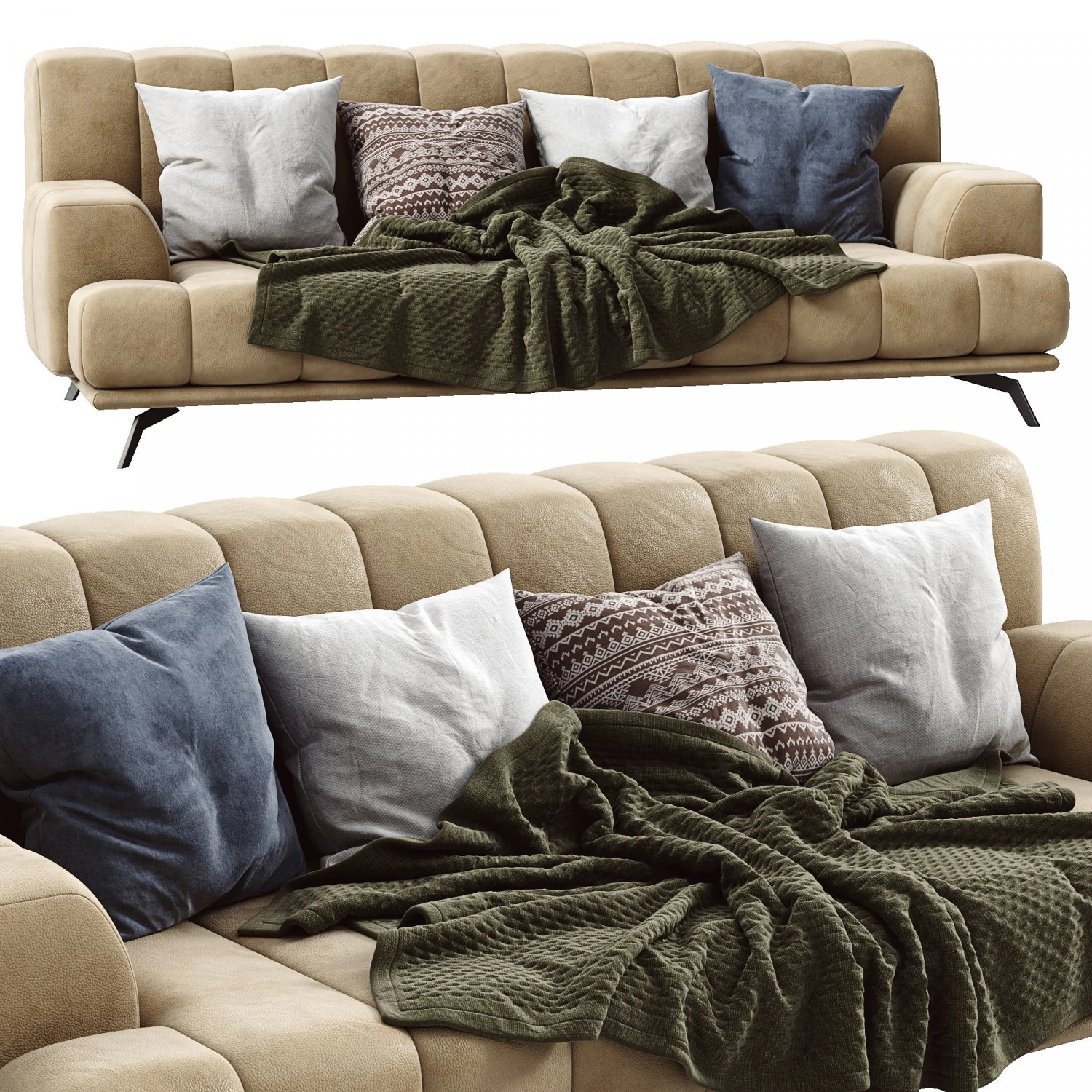 chloe leather sofa 3D Model .c4d .max .obj .3ds .fbx .stl .blend 