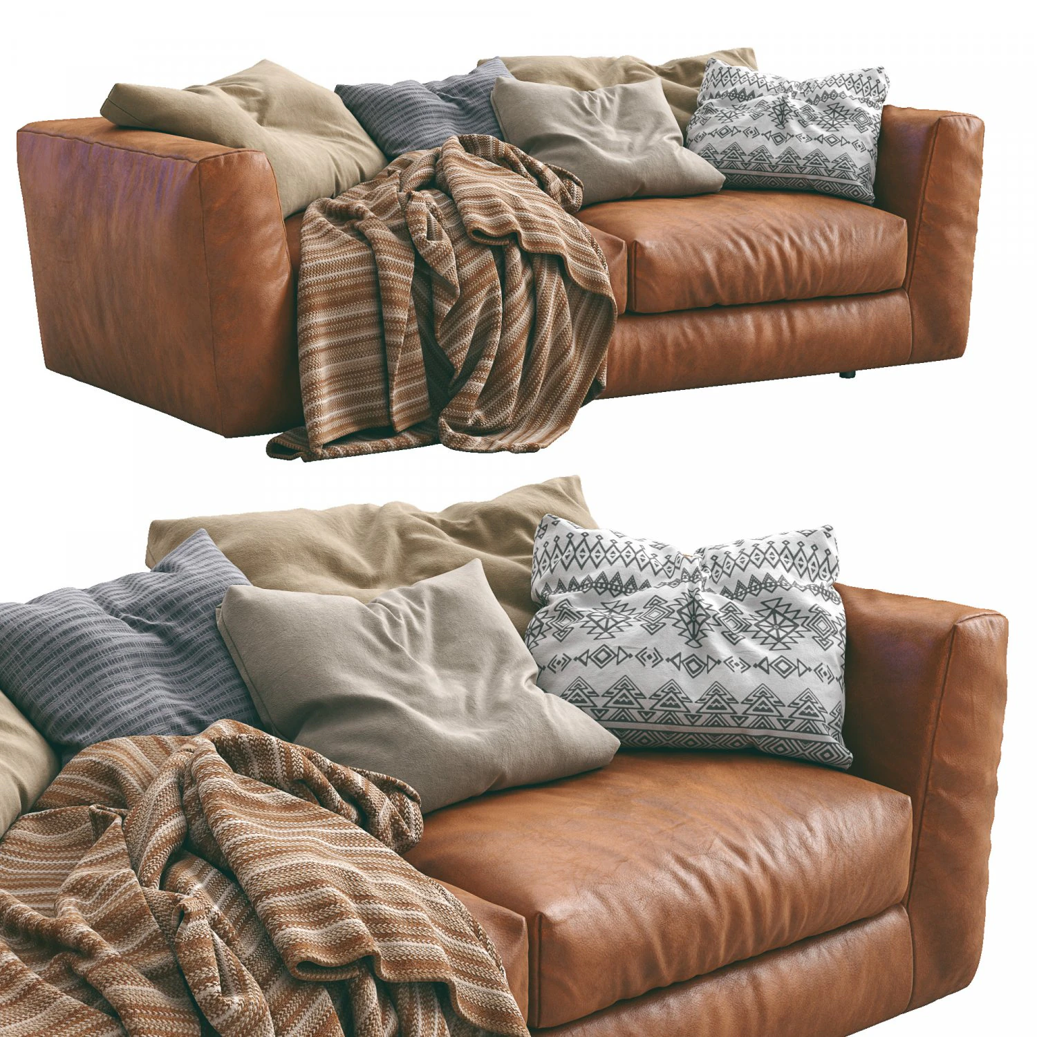 ferlea leather sofa h01 3D Model .c4d .max .obj .3ds .fbx .stl .blend 