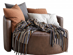 leather armchair cosybed by papadatos 3D 모델