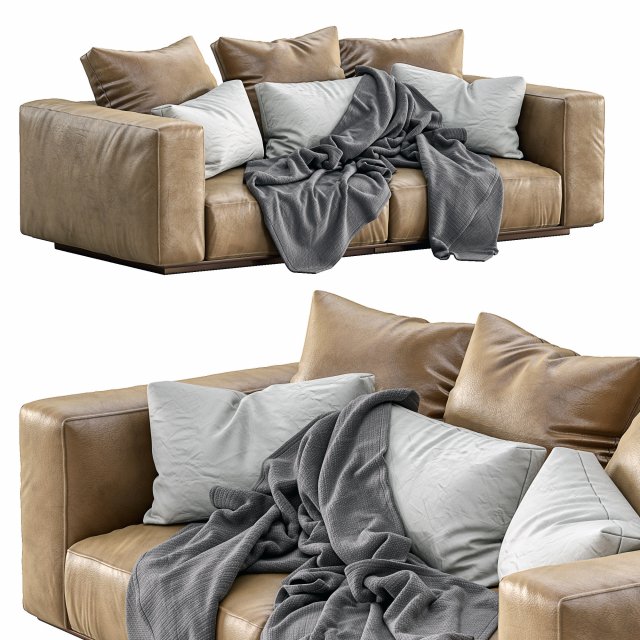 flexform leather sofa grandemare 3D Model .c4d .max .obj .3ds .fbx .stl .blend 