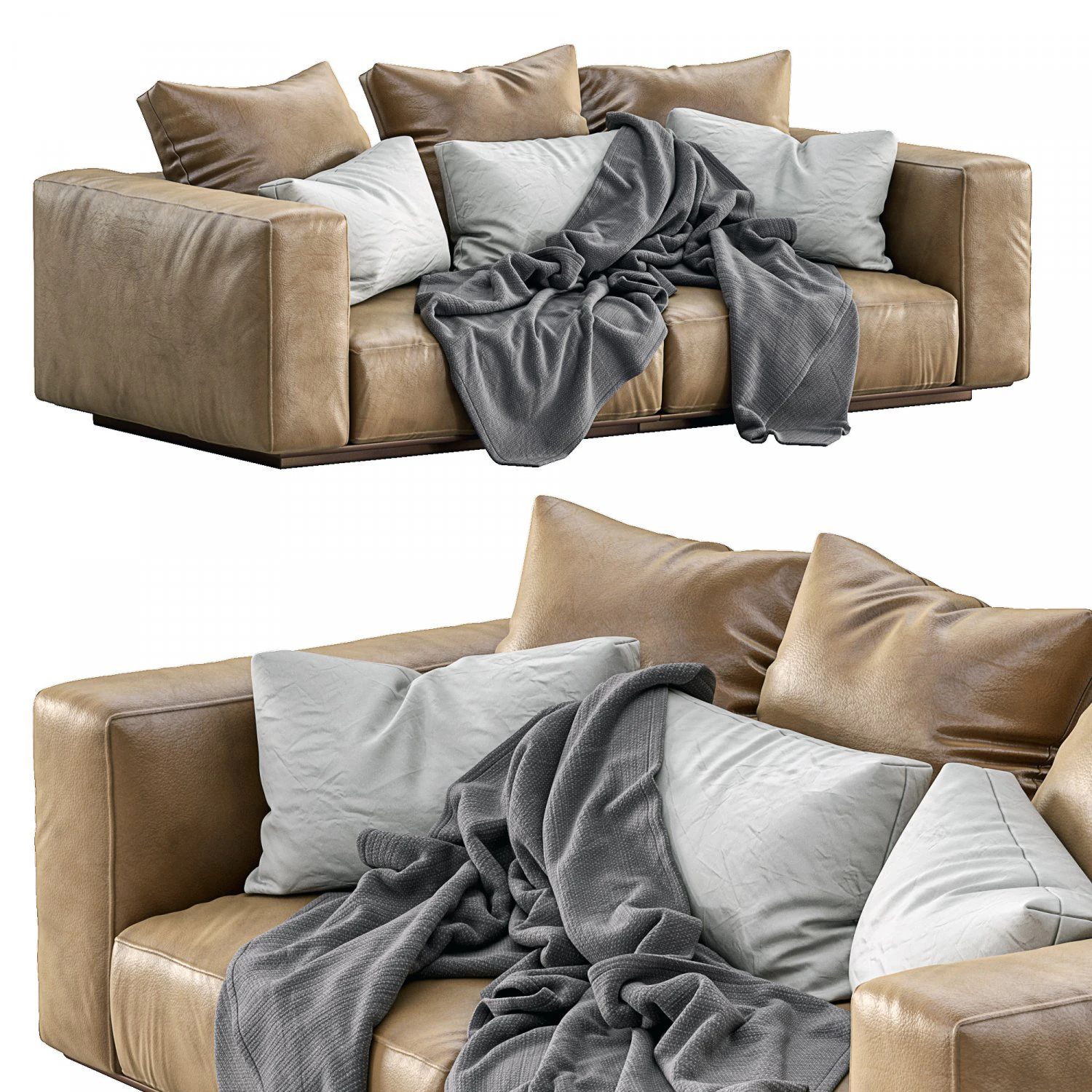 flexform leather sofa grandemare 3D Model .c4d .max .obj .3ds .fbx .stl .blend 