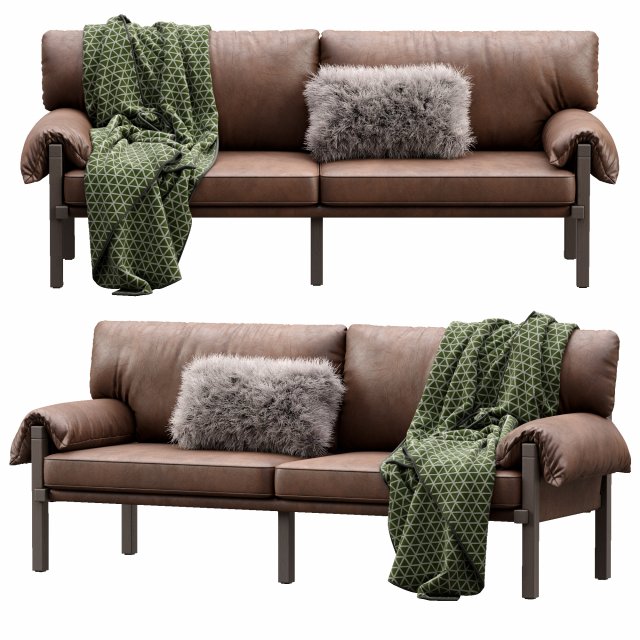 lita leather sofa by urban outfitters 3D Model .c4d .max .obj .3ds .fbx .stl .blend