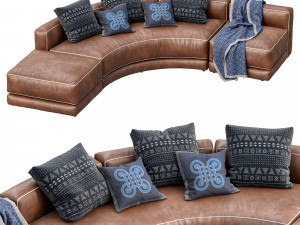 lewis leather sofa curved Modelo 3D