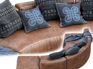 lewis leather sofa curved Model 3D