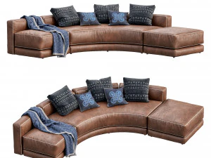 lewis leather sofa curved 3D Model