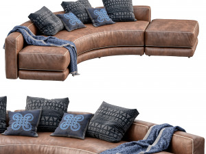 lewis leather sofa curved Model 3D