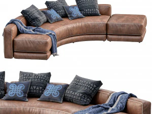 lewis leather sofa curved 3D Model
