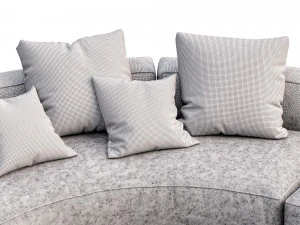 lewis leather sofa curved 3D Model