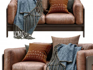 leather sofa bastiano petite settee by knoll 3D Model