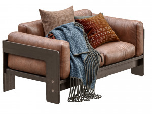 leather sofa bastiano petite settee by knoll 3D Modell